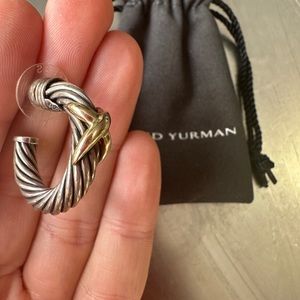 David Yurman X Cable Hoop Silver with Gold